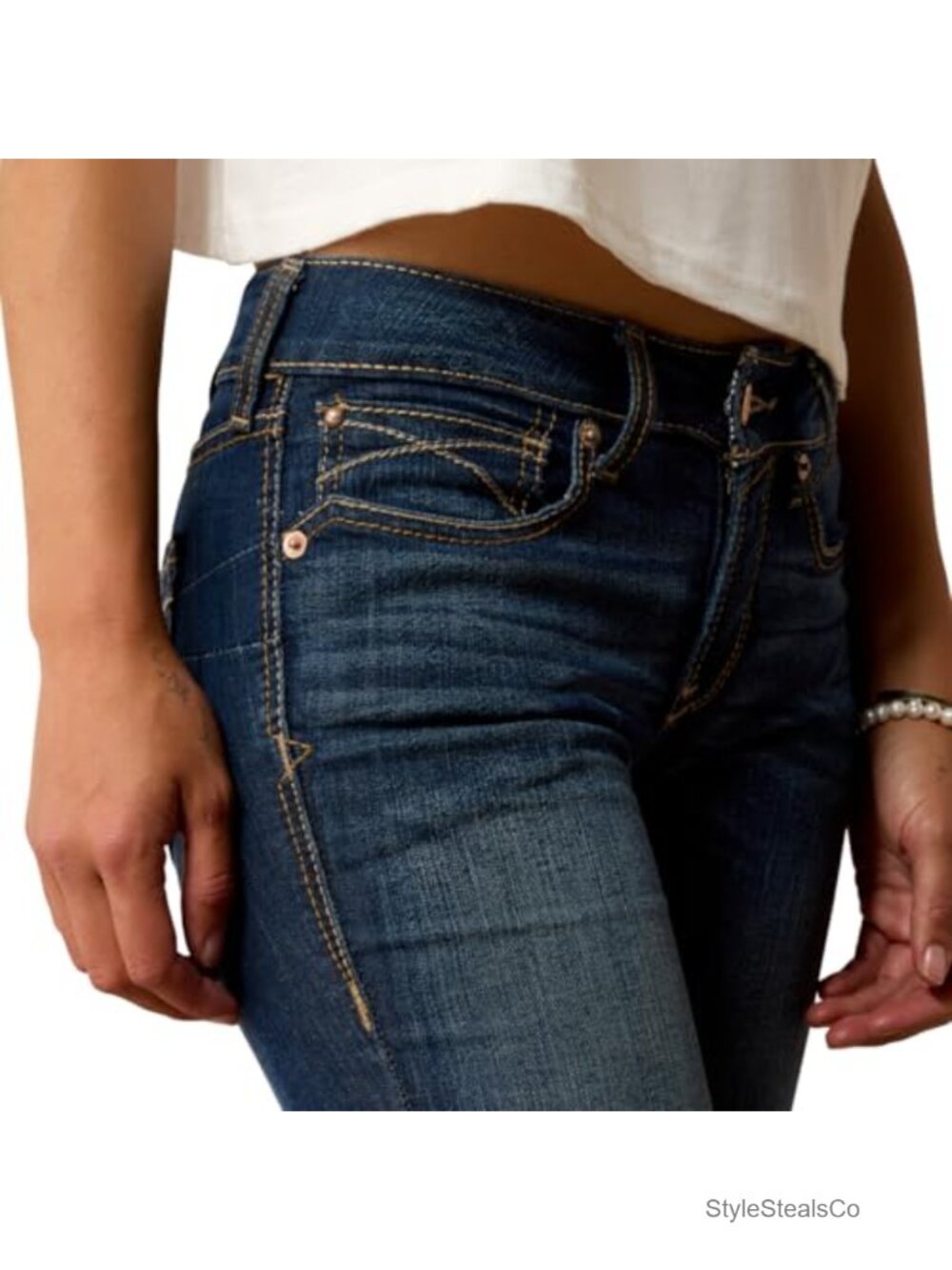 Women's Perfect Rise Rosa Boot Cut Jeans Stretch Denim - Picture 4 of 6